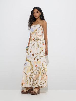 LOV Off-White Nature-Inspired A-Line Dress