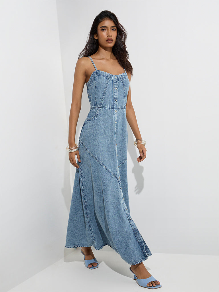 LOV Blue Denim A-Line Dress - Image 2