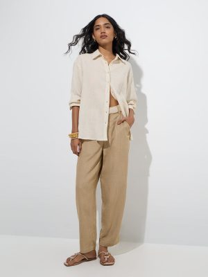 LOV Taupe High-Rise Trousers with Belt