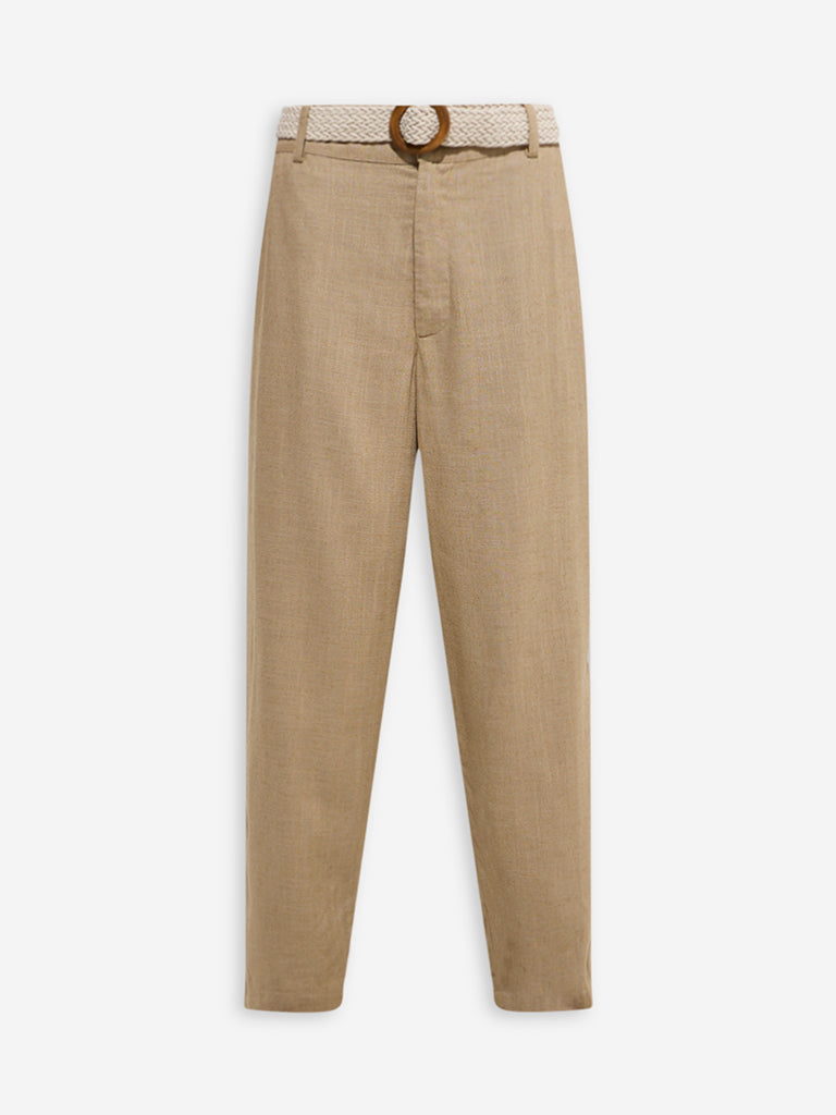 LOV Taupe High-Rise Trousers with Belt - Image 5