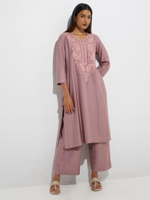 Zuba Mauve Solid Ethnic Pants