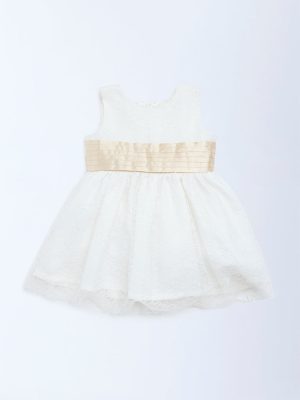 HOP Baby White Lace Detailed Fit-and-Flare Dress