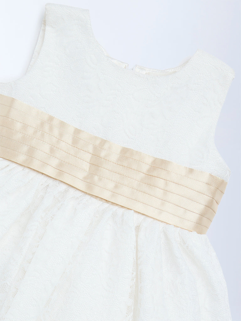 HOP Baby White Lace Detailed Fit-and-Flare Dress - Image 3