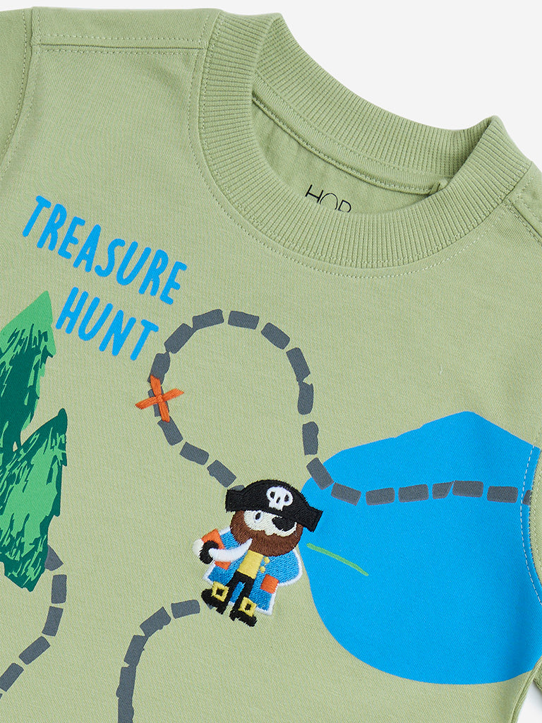 HOP Kids Sage Printed Cotton T-Shirt - Image 3