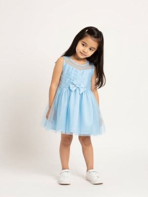 HOP Kids Blue Bow Design Party Dress