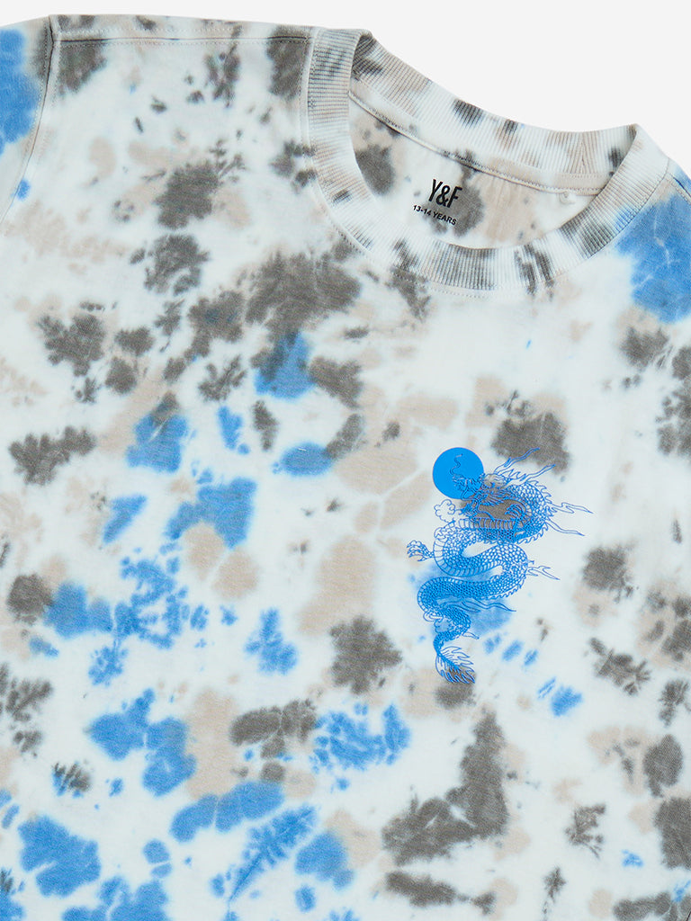 Y&F Kids Multicolour Tie-Dye Patterned Cotton T-Shirt - Image 3