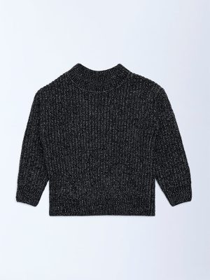 HOP Kids Charcoal Knit-Textured Sweater
