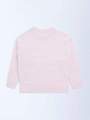 HOP Kids Pink Knit-Textured Sweater