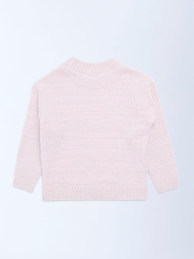 HOP Kids Pink Knit-Textured Sweater - Image 2