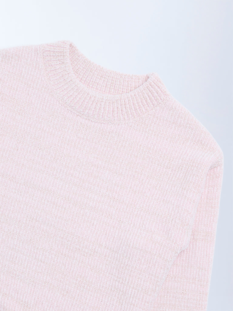 HOP Kids Pink Knit-Textured Sweater - Image 3