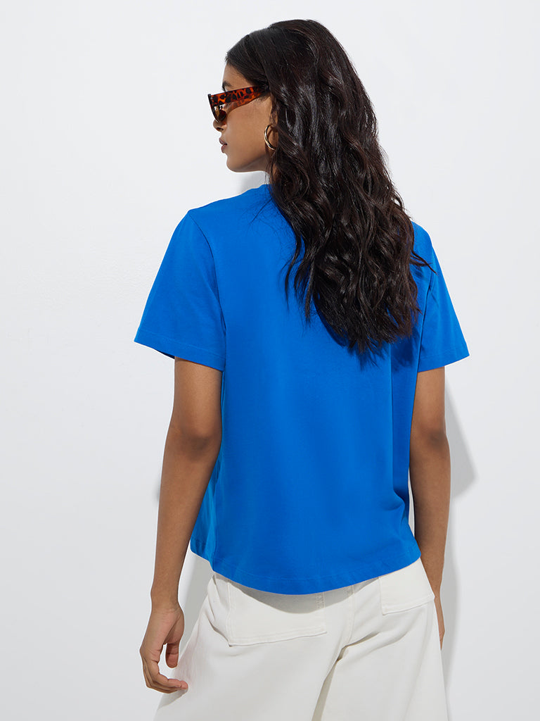 LOV Blue Scenic-Inspired Cotton T-Shirt - Image 4