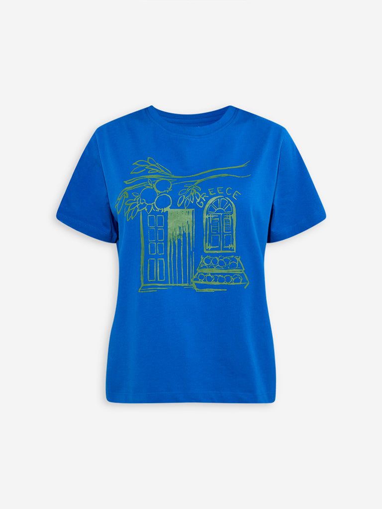 LOV Blue Scenic-Inspired Cotton T-Shirt - Image 5