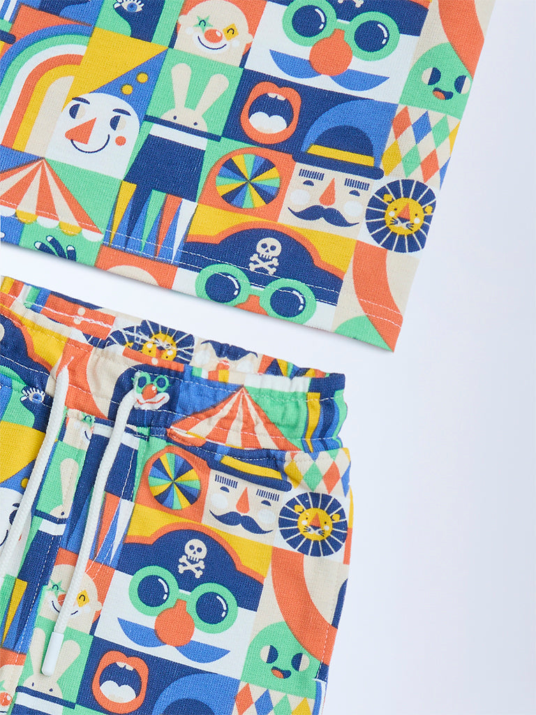 HOP Kids Multicolour Cotton T-Shirt and Shorts Set - Image 4