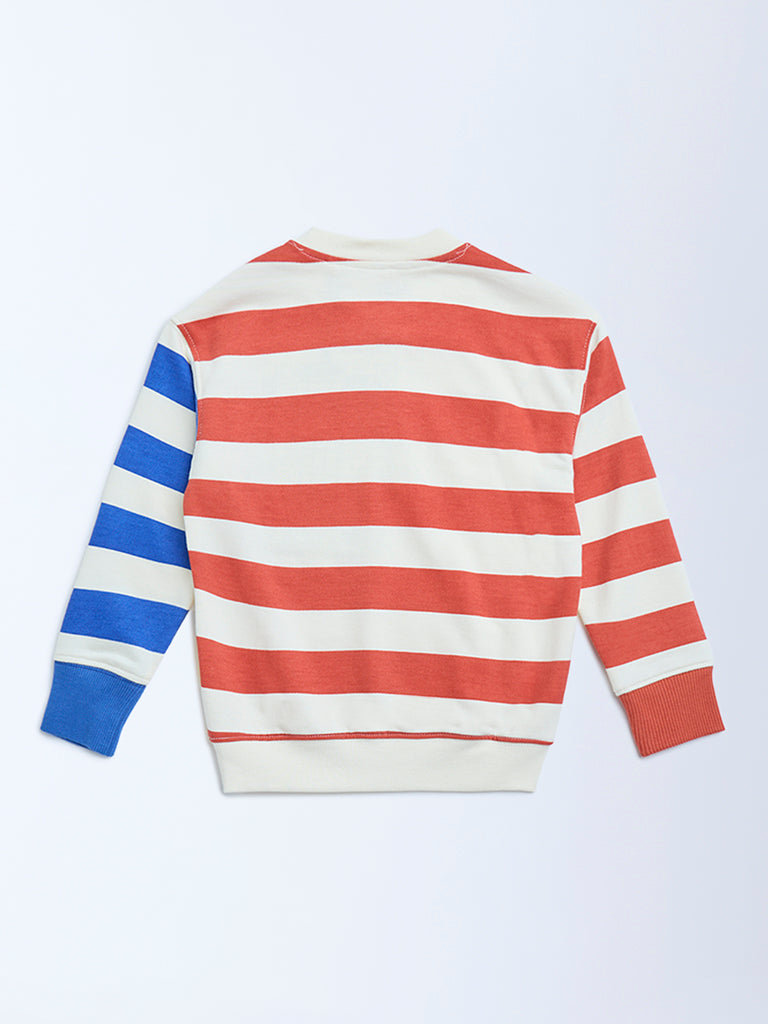 HOP Kids Multicolour Striped Cotton-Blend Sweatshirt - Image 3