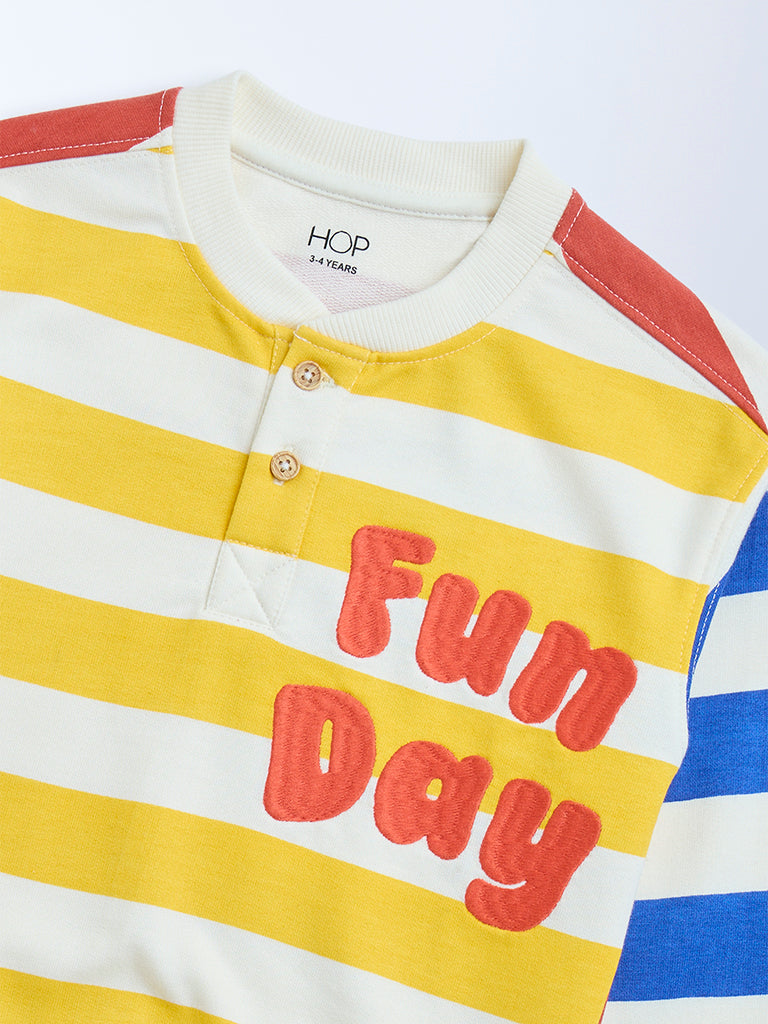 HOP Kids Multicolour Striped Cotton-Blend Sweatshirt - Image 4