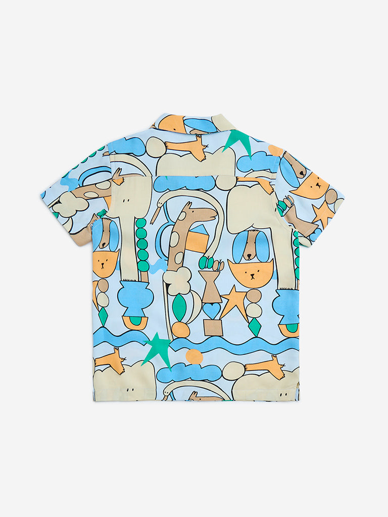 HOP Kids Blue Animal Printed Shirt - Image 3