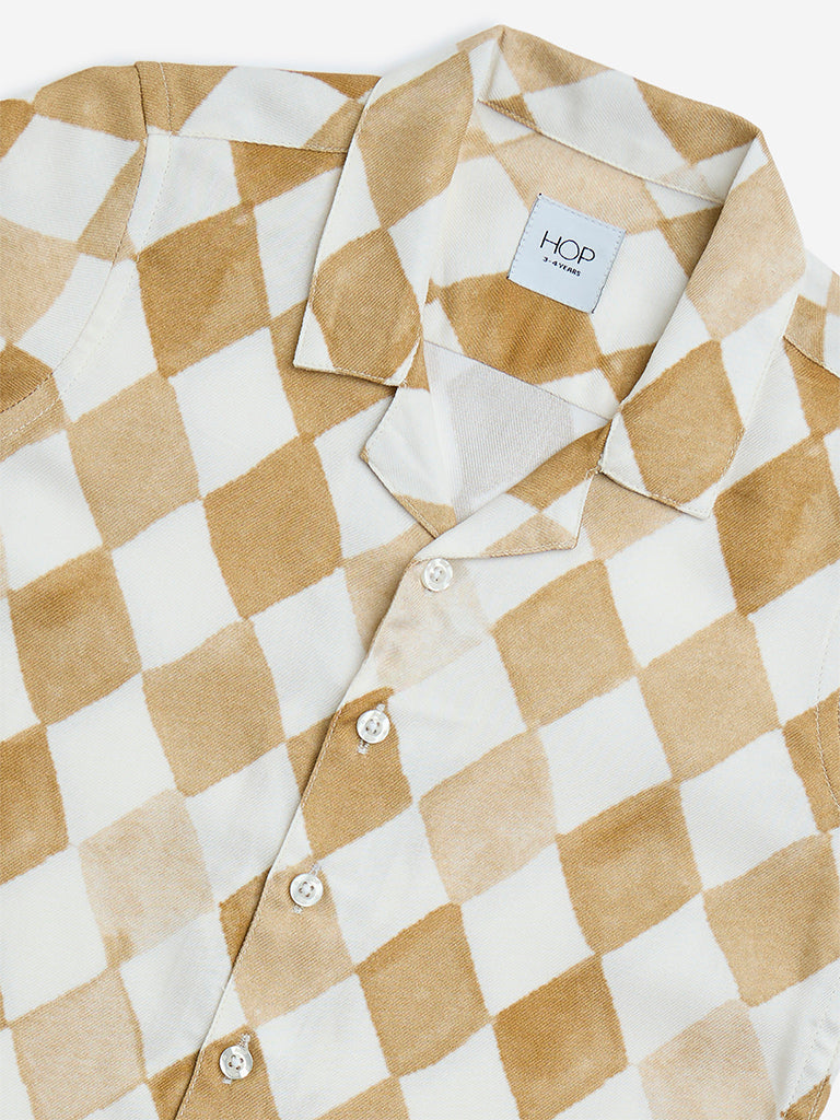 HOP Kids Taupe Geometric Printed Shirt - Image 4