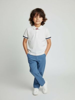 HOP Kids Off-White Embroidered Cotton Polo T-Shirt