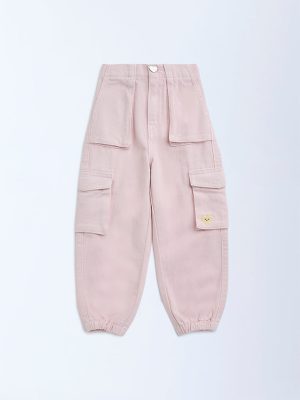 HOP Kids Pink Jogger-Style Relaxed-Fit High-Rise Jeans