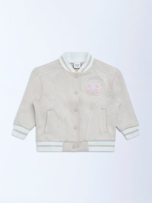 HOP Kids Beige Bow Design Jacket