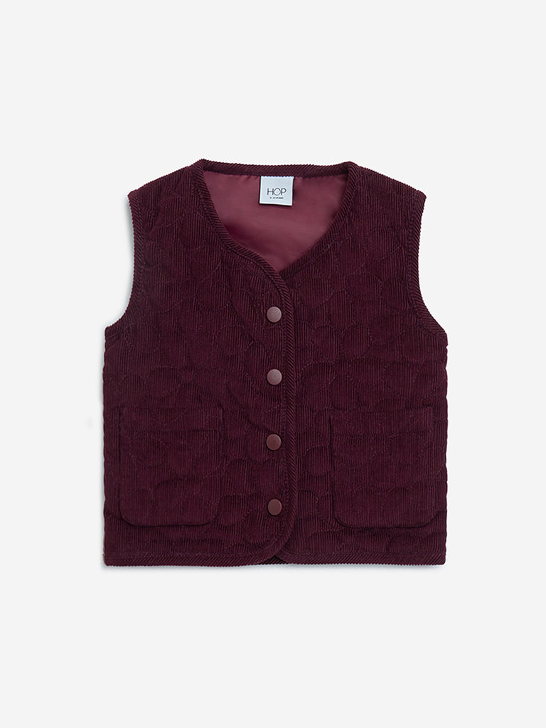 HOP Kids Wine Floral Detailed Cotton Jacket