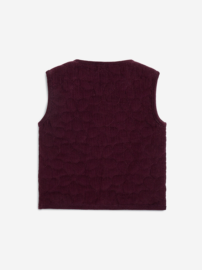 HOP Kids Wine Floral Detailed Cotton Jacket - Image 2