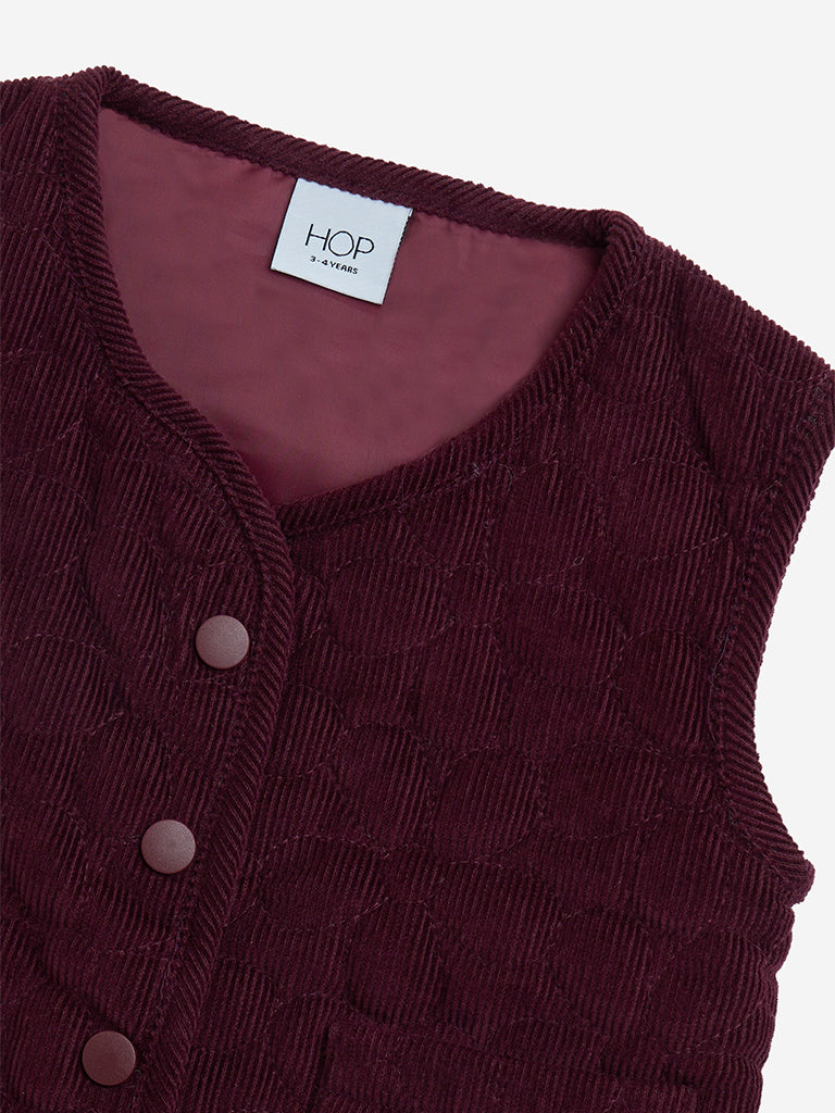 HOP Kids Wine Floral Detailed Cotton Jacket - Image 3