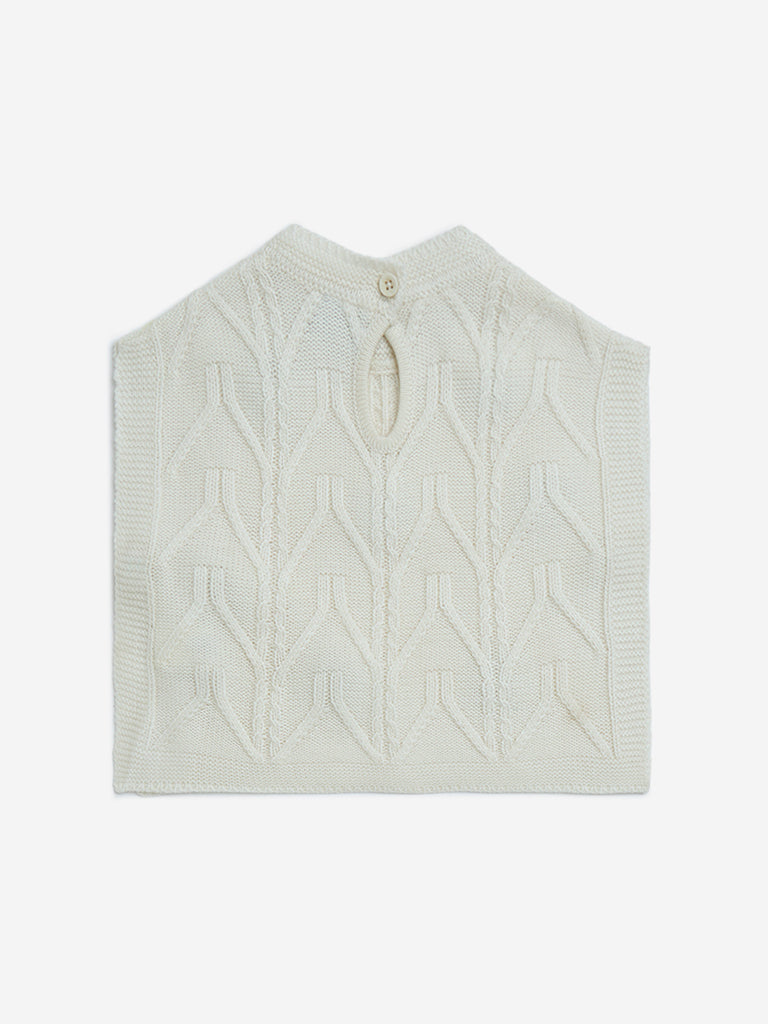 HOP Kids Off-White Floral Knitted Sweater - Image 3