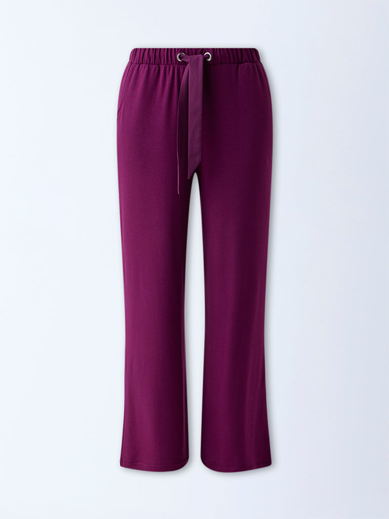 Wunderlove Purple Solid High-Rise Pants - Image 5