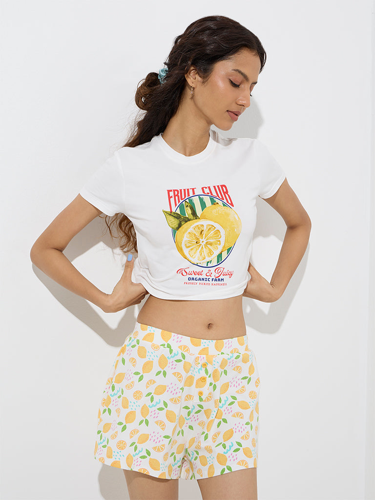 Superstar White Printed Cotton-Blend T-Shirt