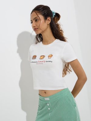 Superstar White Printed Cotton-Blend T-Shirt