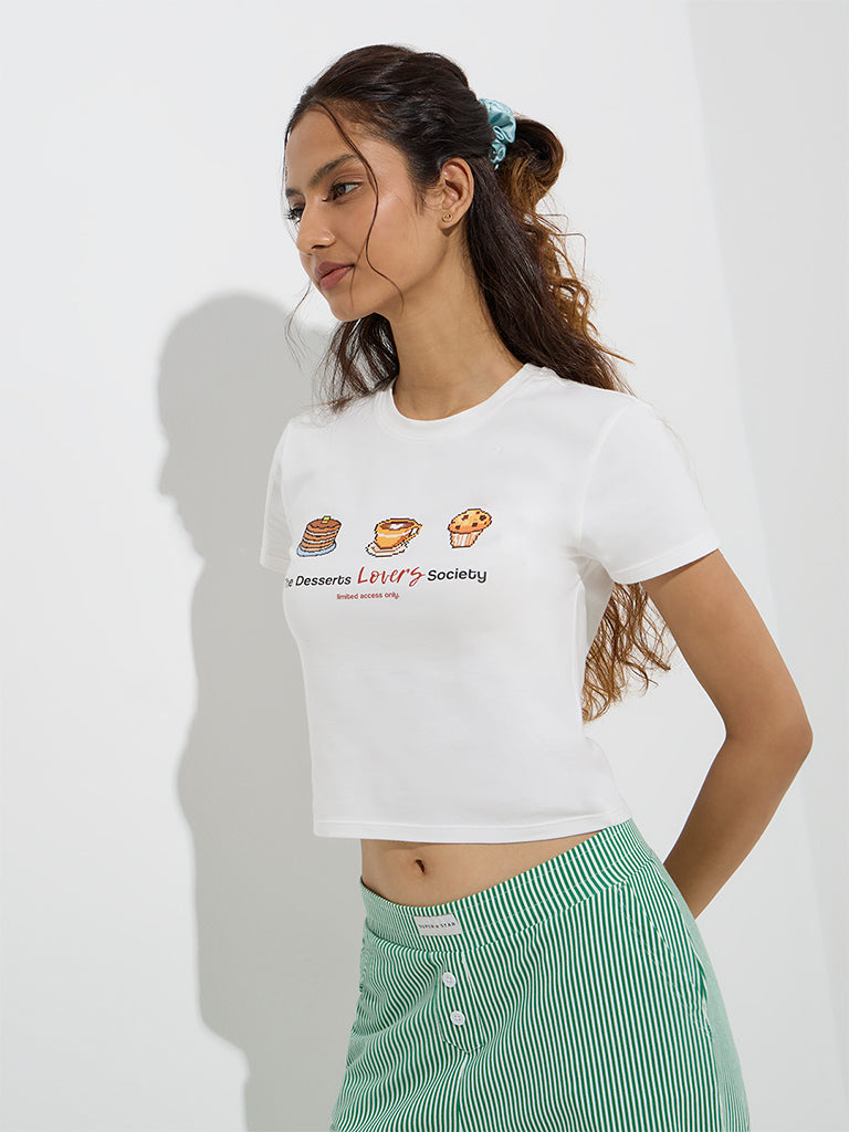 Superstar White Printed Cotton-Blend T-Shirt