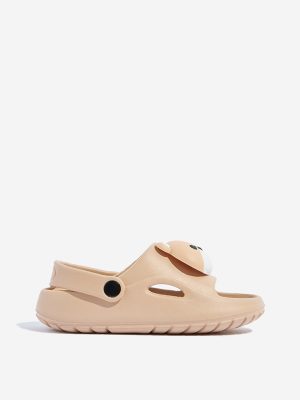 Yellow Brown Teddy Bear Design Clogs