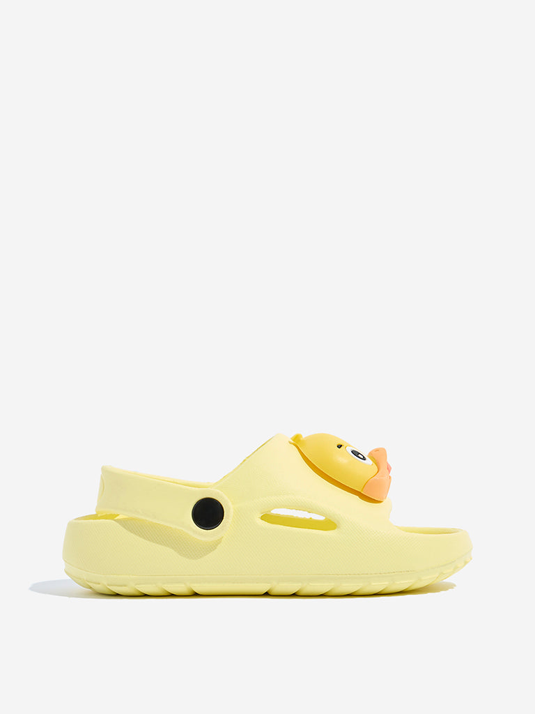 Yellow Applique-Detailed Yellow Clogs