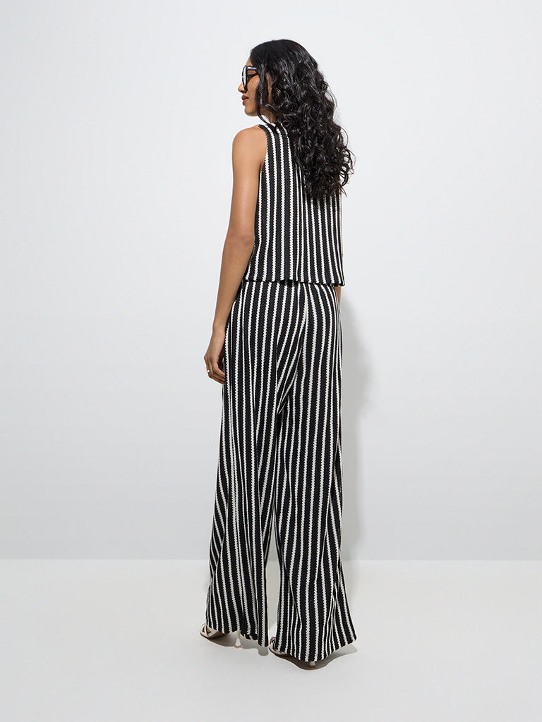 LOV Black Striped Knitted High-Rise Trousers - Image 4