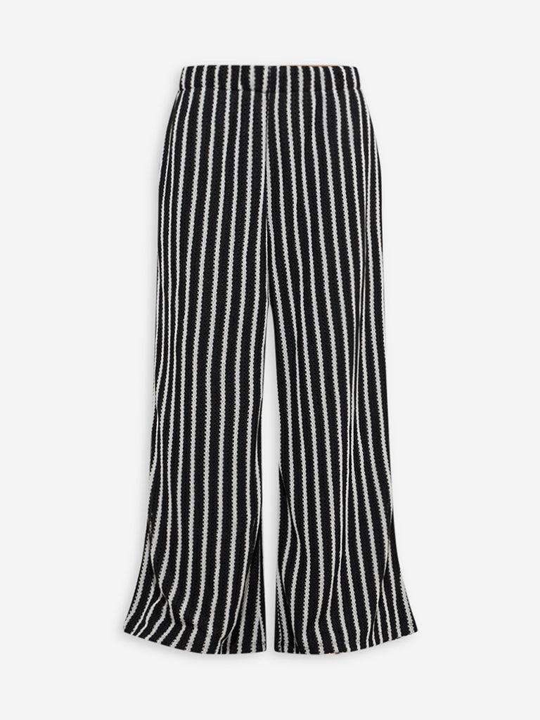 LOV Black Striped Knitted High-Rise Trousers - Image 5