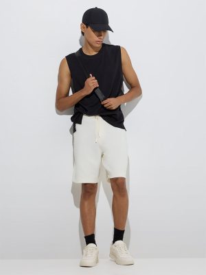 Studiofit Off-White Relaxed-Fit Mid-Rise Shorts