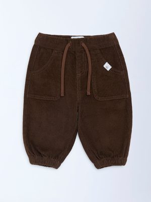 HOP Baby Dark Brown Mid-Rise Corduroy Joggers