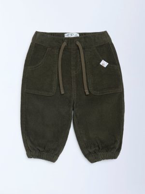 HOP Baby Olive Mid-Rise Corduroy Joggers