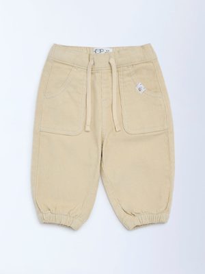 HOP Baby Beige Mid-Rise Corduroy Joggers