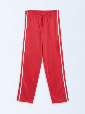 Y&F Kids Red Striped Mid-Rise Trousers