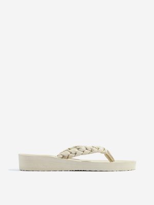 LUNA BLU Ivory Braided Flip-Flops