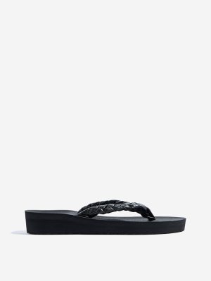 LUNA BLU Black Braided Flip-Flops
