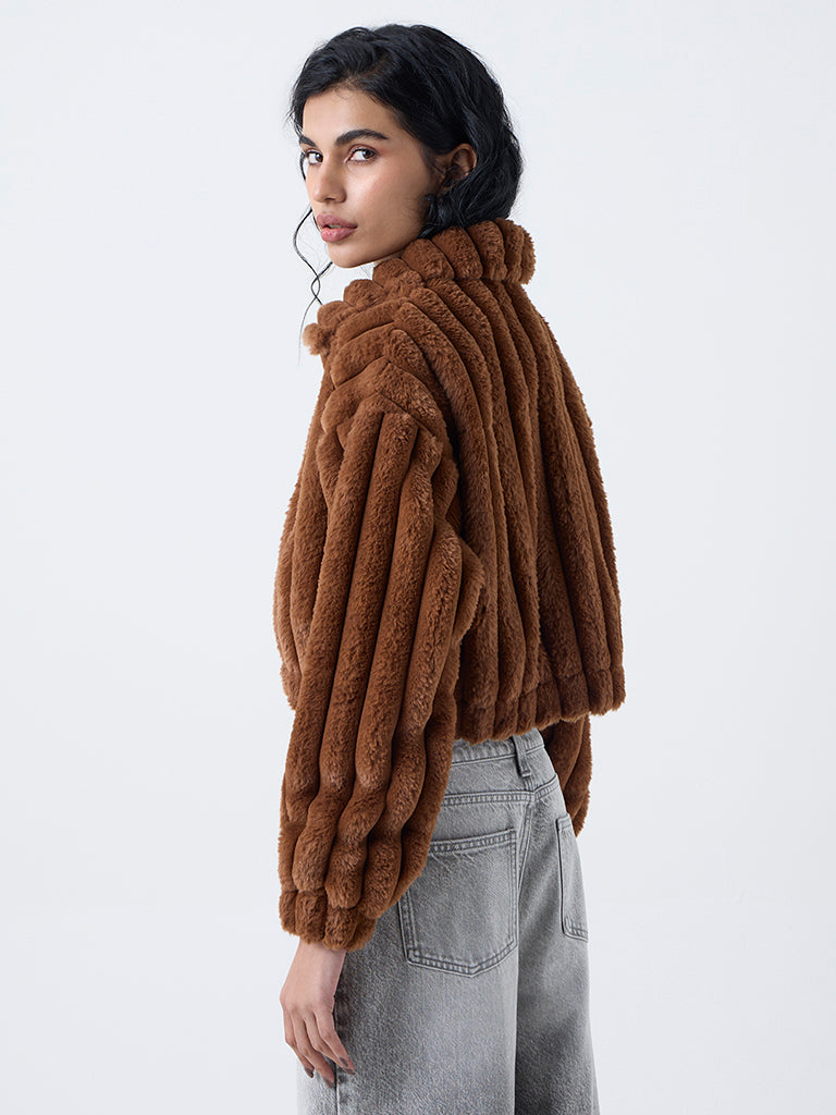 Nuon Brown Faux-Fur Jacket - Image 4