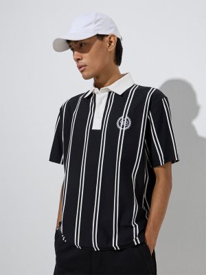 Studiofit Black Relaxed-Fit Cotton-Blend Polo T-Shirt