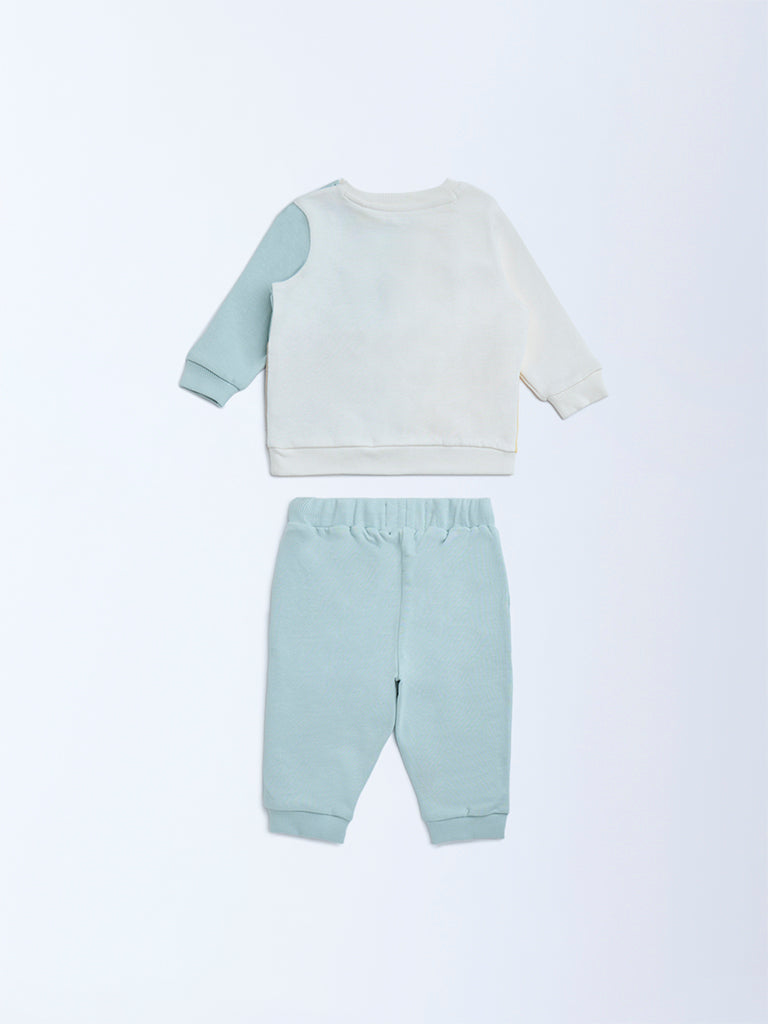 HOP Baby Multicolour Animal Design Cotton T-Shirt and Joggers Set - Image 3