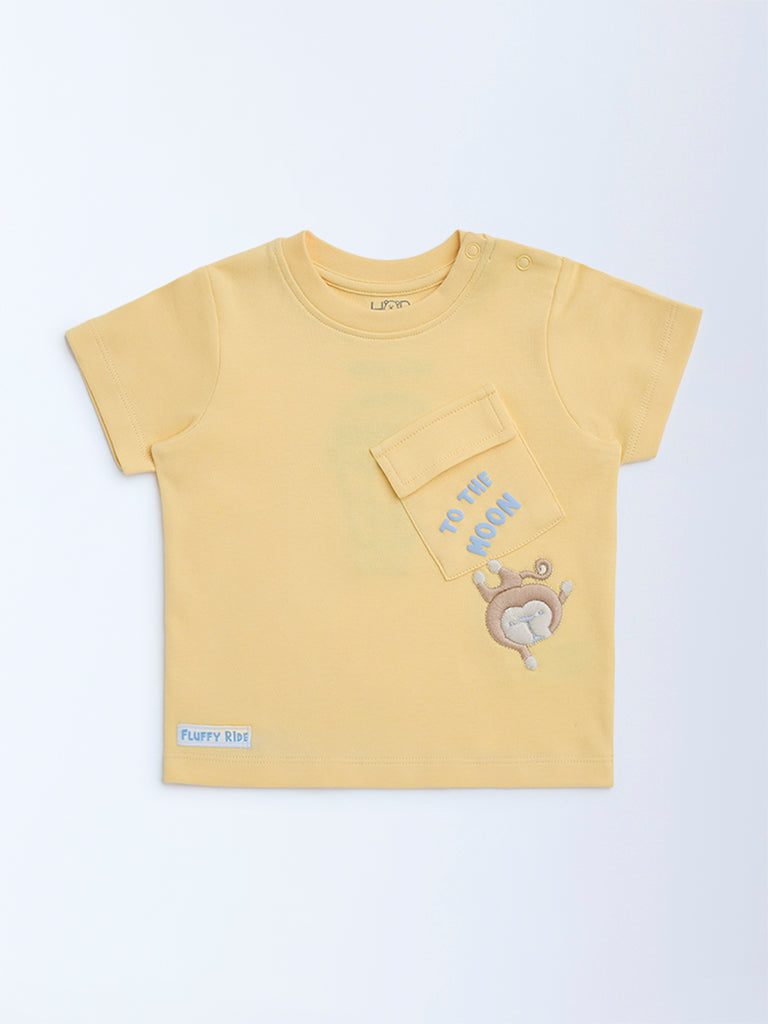 HOP Baby Yellow Embroidered Cotton T-Shirt - Image 2