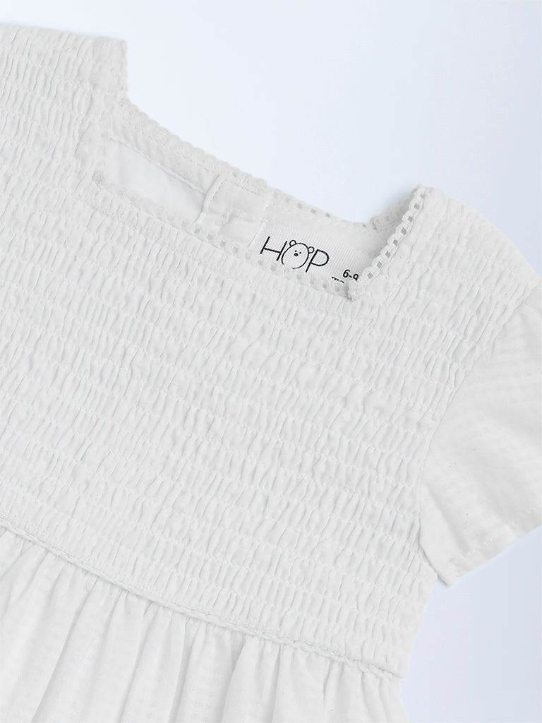 HOP Baby White Rainbow Detailed Cotton A-Line Dress - Image 4