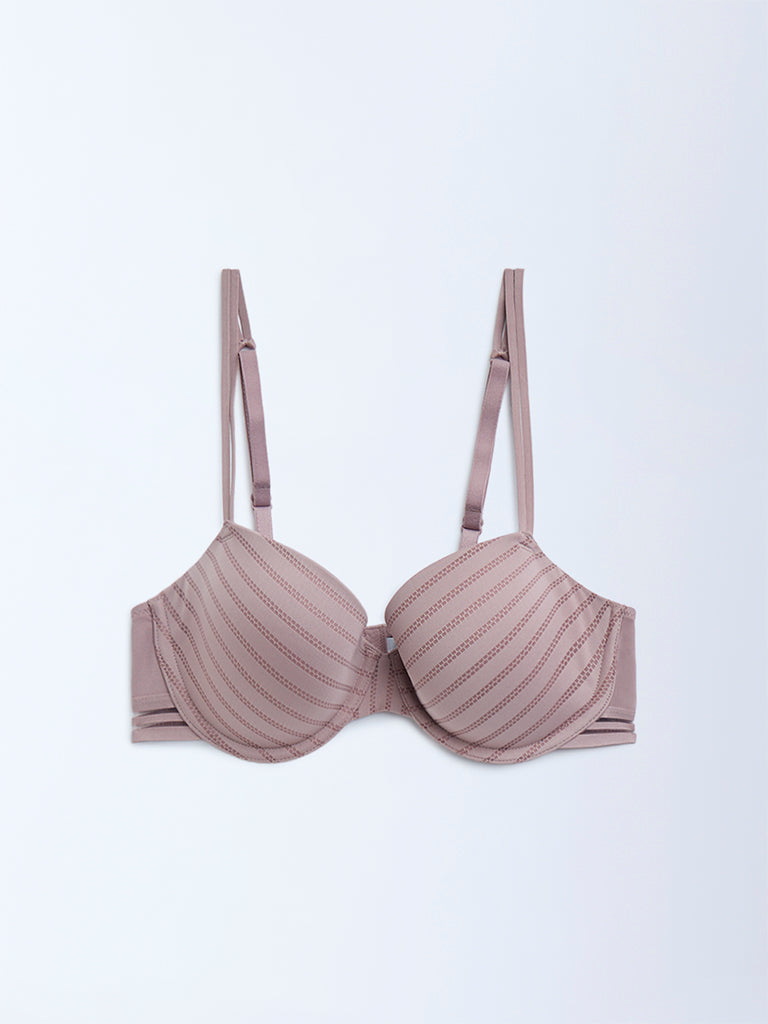 Wunderlove Mauve Printed Underwired Bra - Pack of 2 - Image 4