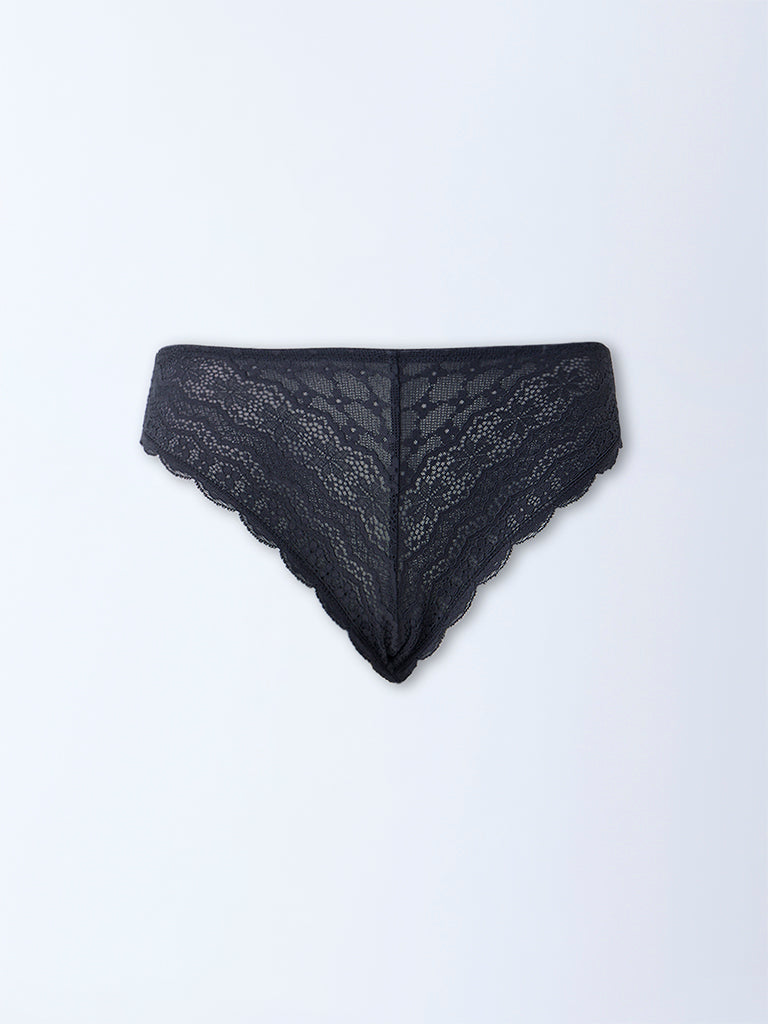 Wunderlove Black Lace-Detailed Briefs - Image 6